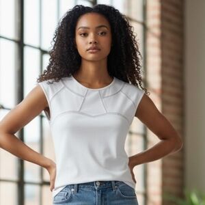 Cache White Muscle Tee for Women